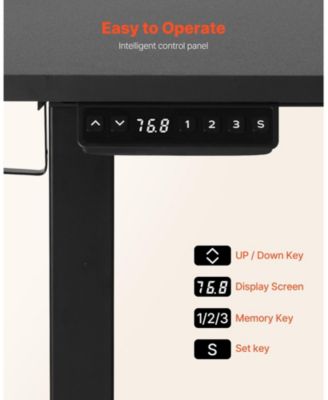 L Shaped Electric Standing Desk 63 x 55 in, Adjustable Height Corner Desk with LED Light Strip and Power Strip