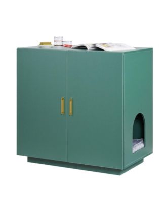 Hidden Cat Litter Box Enclosure Cabinet with Doors Ventilation and Side Table Top