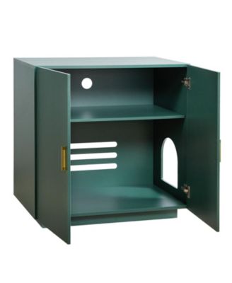 Hidden Cat Litter Box Enclosure Cabinet with Doors Ventilation and Side Table Top