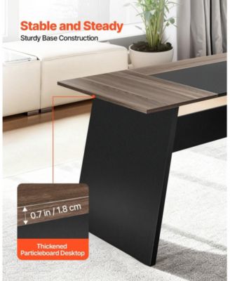 L-Shaped Executive Desk with File Drawer and Storage Cabinet, Large Modern Office Table, 350 lbs Capacity