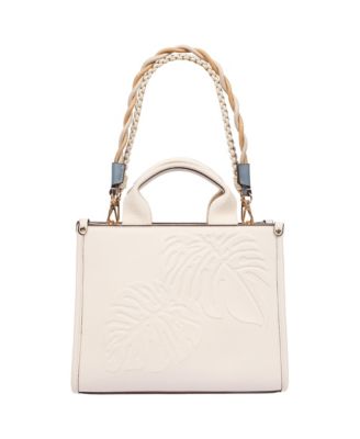 Darcy Leaf Motif Medium Tote – Embossed PU Convertible Top Handle and Crossbody Bag