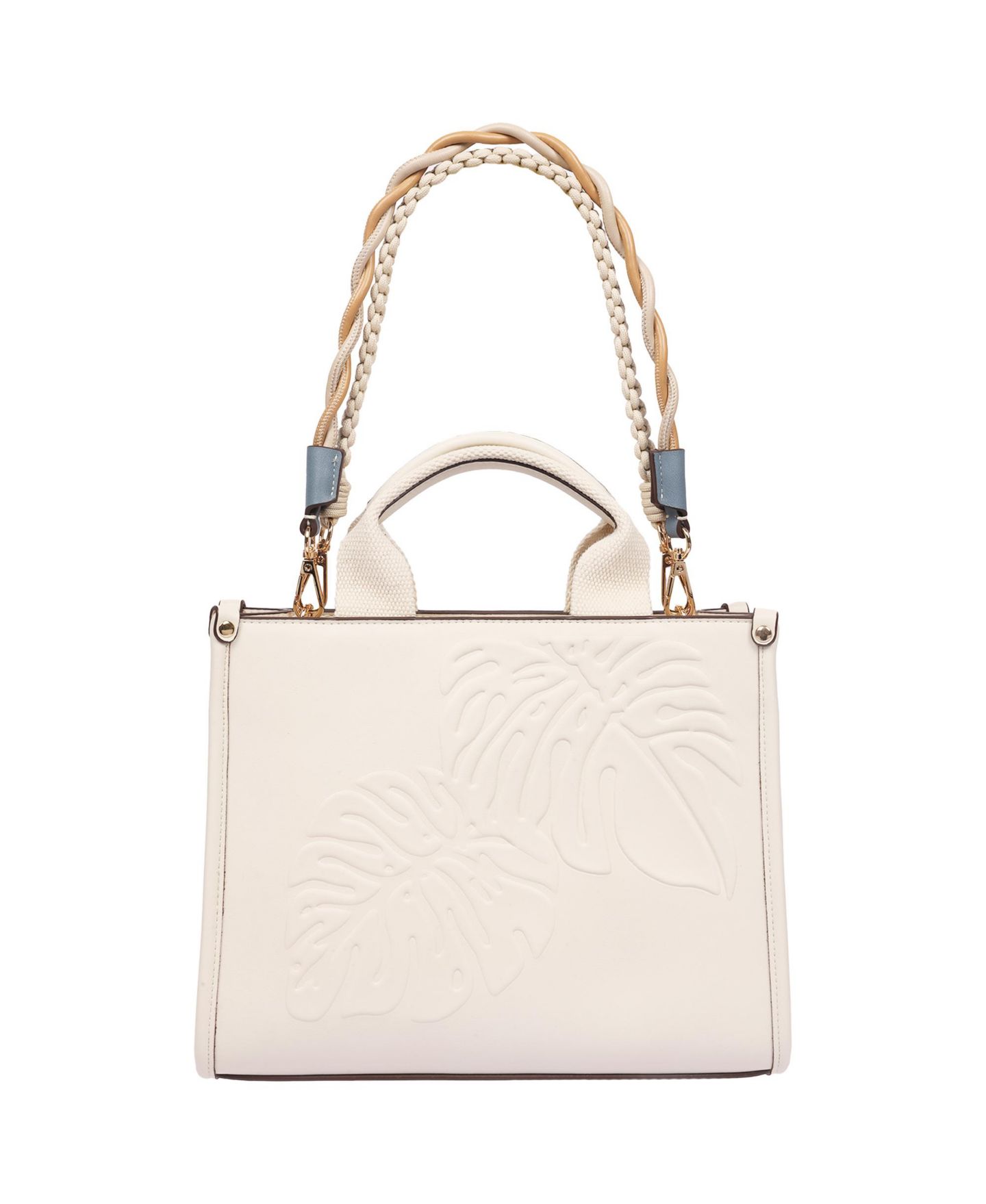Женская сумка Tommy Bahama Darcy Leaf Motif Medium Tote – Embossed PU Convertible Top Handle and Crossbody, цвет: Слоновая кость — фото 8