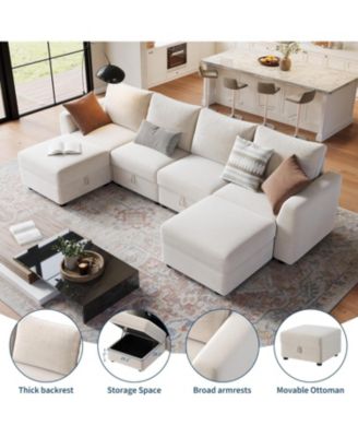 Modular Sectional Sofa-Cloud Sectional Couches- Couch Sectional with Large Storage and Ottoman for Living Room, L-Shape