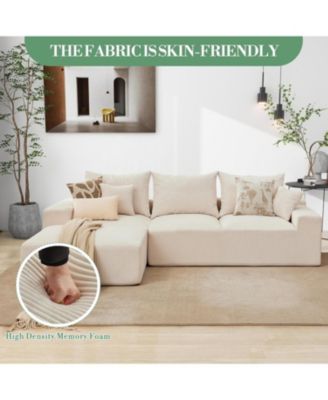 Cloud Sectional Couch with Throw Pillows- Large L-Shaped Corduroy Sofa- Left Chaise