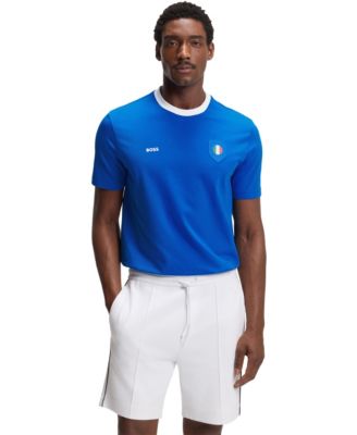 Men's Stretch-Cotton Italy Country Flag Logo T-Shirt