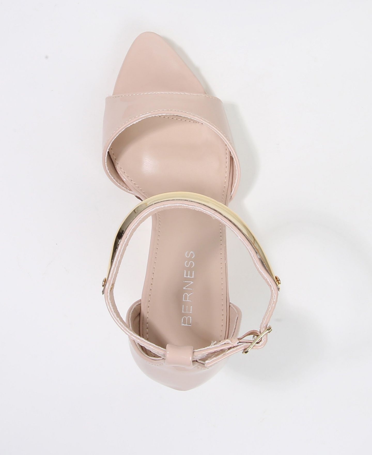 Женские сандалии BERNESS Hunter Stiletto Sandals with Gold-Tone Metal Accent, цвет: Бежевый — фото 4