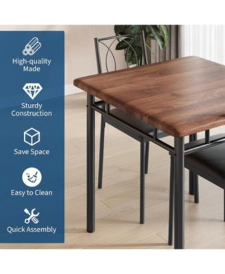 Dining Table Set for 2, Small Kitchen Table with Upholstered Chairs, Farmhouse Wood Dining Table Chairs for Kitchen Room, Small Spaces