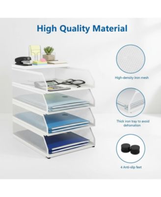 4-tier Stackable Metal Mesh Desk Organizer Trays File Document Storage Rack