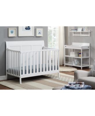 4in1 Convertible Crib Modern Sleigh Style Solid Headboard Split Panel Design Three Adjustable Mattress Heights for Baby Nursery