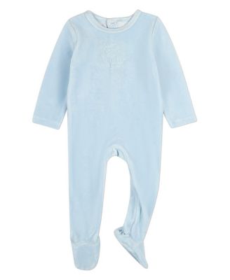 Baby Girls "Bunny Meets Chick" Plush Embossed Cotton-Rich Velour Footie