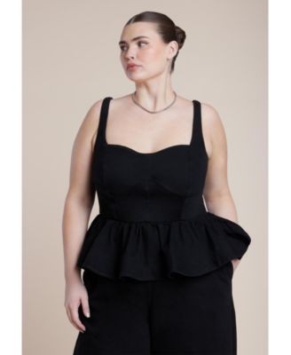 Women's Plus Size Peplum Barrel Leg Jumpsuit