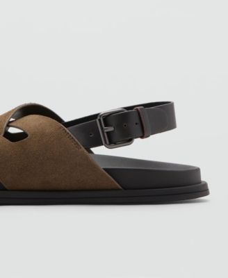 Men's Crossed Straps Suede Leather Sandals