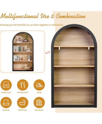 43" Arched Bookshelf - 4 Tiers Bookcase with Storage Shelves for Living Room, Home Office