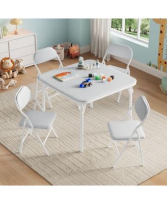 5 Piece Folding Kids Table and Chairs Set, Children Activity Table and Chairs Set for Dining Room,Daycare,Classrooms
