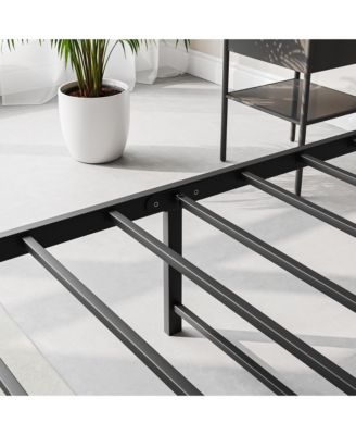 Full Size Bed Frame Storage Headboard Charging Station Vintage