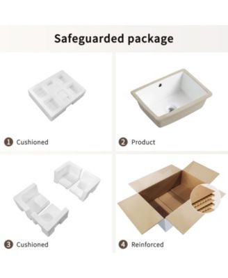 16 Inch Rectangle Undermount Bathroom Sink Under Counter Vanity Sink Opening Size White Porcelain Basin Sink Para Banos