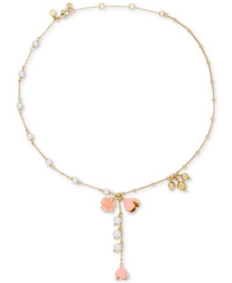 Golden Bloom Glass & Cubic Zirconia Y-Necklace