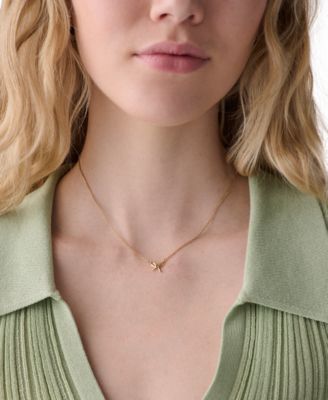 Girlie Pearlie Cubic Zirconia Mini Bow Pendant Necklace