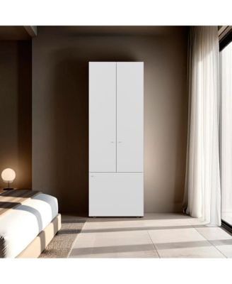 Armoire 66.9 Inch High 3 Doors 3 Shelves Bedroom Storage Cabinet with Spacious Internal Shelving