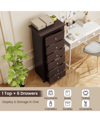 Six Drawer Dresser Chest for Bedroom Storage