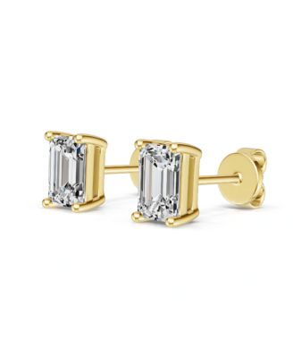 Valentina Moissanite 1 ct. Emerald Cut Stud Earrings in Gold Vermeil