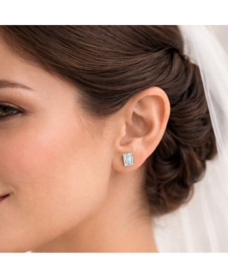 Valentina Moissanite 1 ct. Emerald Cut Stud Earrings in Gold Vermeil