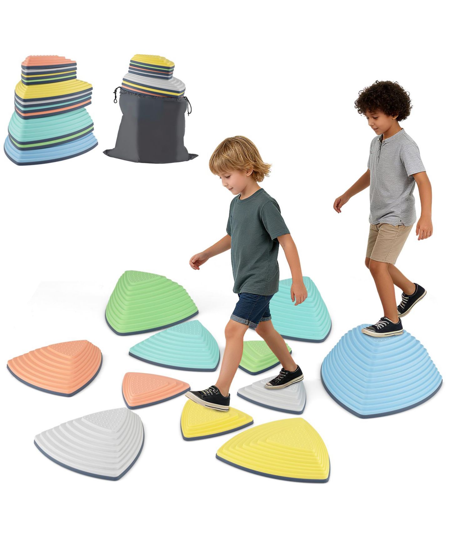 Детские игрушки Slickblue Balance Stepping Stones Non-Slip, 11-Piece Set, от 3 лет, цвет: Разноцветный — фото 4