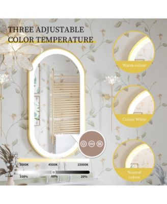 19.68”x39.37” Anti-Fog Lighted Oval Bathroom Mirror Frontlit Touch Dimmable for Wall Vanity