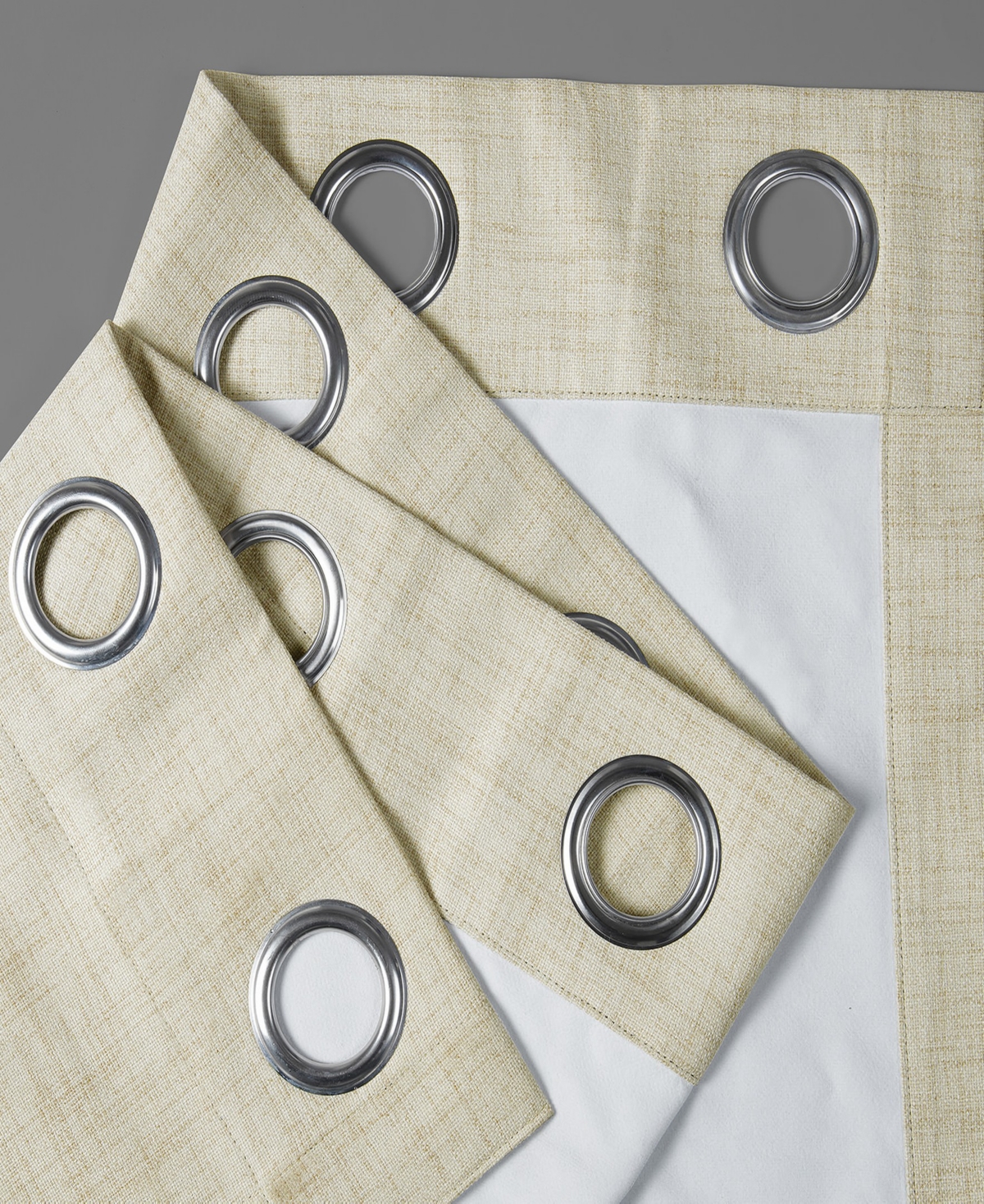 Half Price Drapes Natural Light Beige Grommet Thermal Cross Linen Weave Blackout Curtain