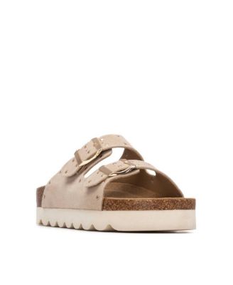 Women's Refresh Collection Eyelets Double Strap Buckle Flat Sandals