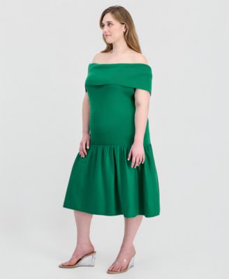 FULL CIRCLE TRENDS Trendy Plus Size Marilyn Off-The-Shoulder Dress