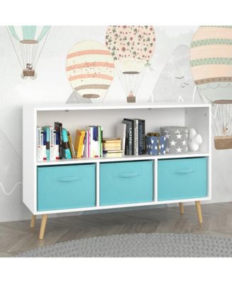 Kids Bookcase and Bookshelf, Toy Storage Cabinet Organizer with 3 Collapsible Fabric Drawers for Playroom, Living Room