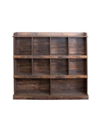 3-Tier Open Wood Bookshelf, 10 Cube Storage Organizer Display Cabinet, Freestanding Bookcase for Living Room, Home Office