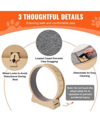 52" Wooden Cat Exercise Wheel with Detachable Carpet