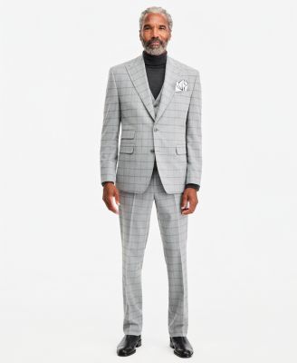 Men's Classic-Fit Gray & Black Check Suit Separates