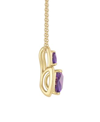 Amethyst (1-3/8 ct. t.w.) & Lab Grown White Sapphire (1/5 ct. t.w.) Pendant Necklace in 14k Gold Over Sterling Silver (Also Available in Multi-Stones)