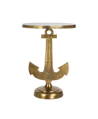 15" Metal Round Nautical Accent Table