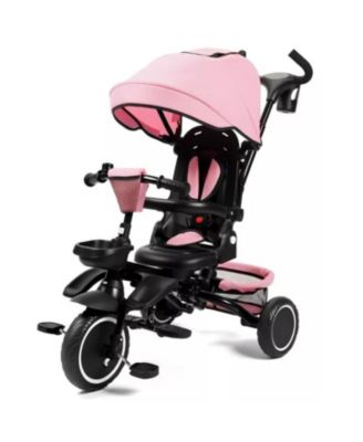 8-in-1 Kids Tricycle with Adjustable Push Handle, Canopy and Storage