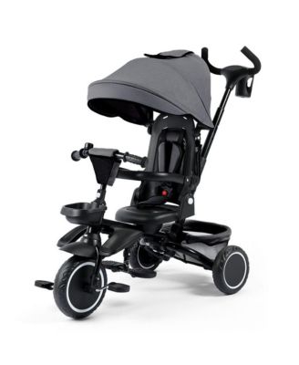 8-in-1 Folding Kids Tricycle Stroller with Adjustable Push Handle, Convertible Toddler Trike, Pink