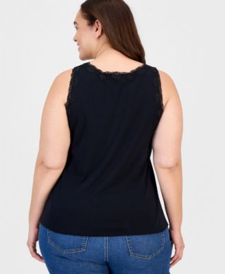 Plus Size Lace-Trimmed Tank Top