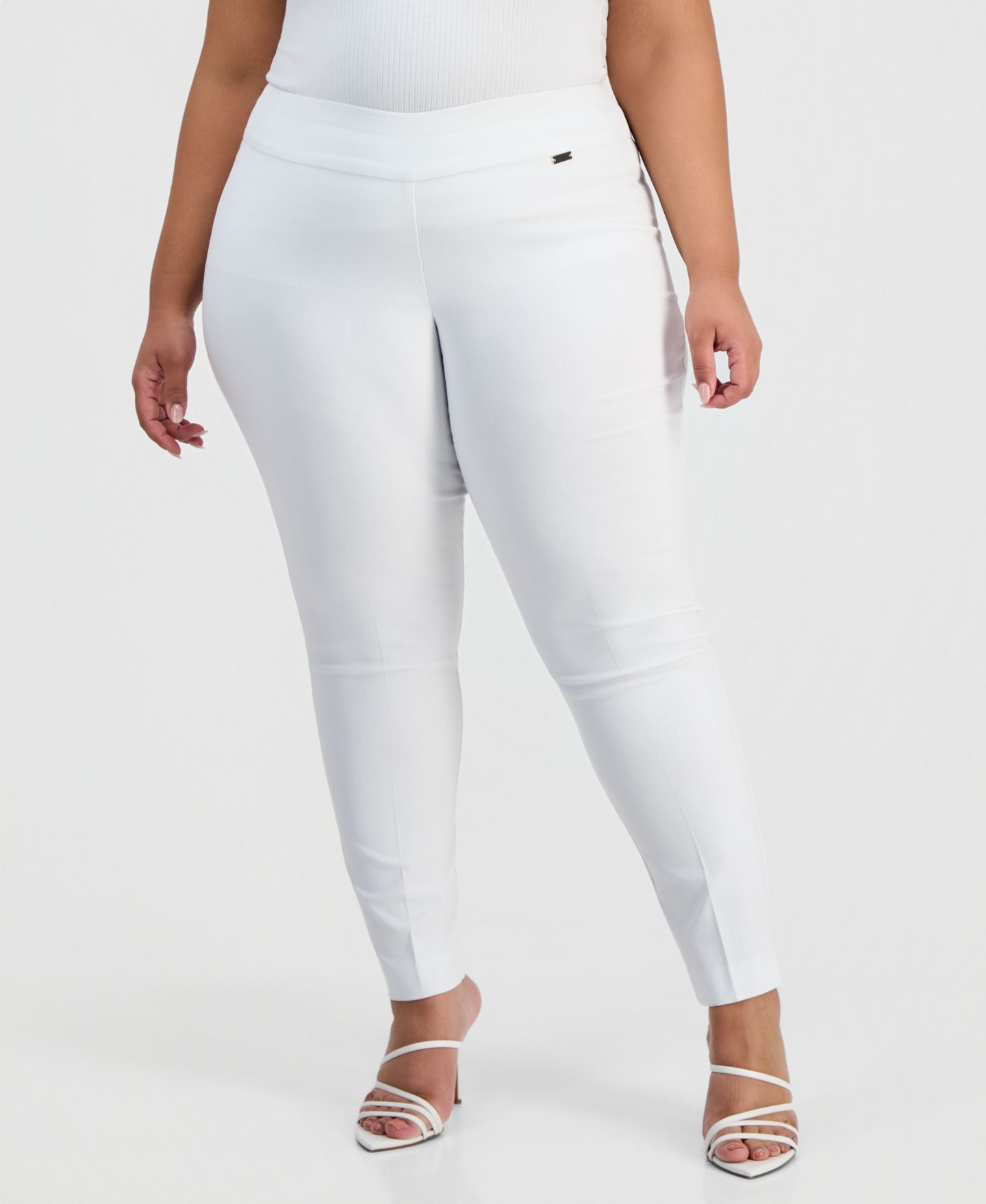 Женские брюки I.N.C. International Concepts Plus Size Bengaline Skinny, цвет: Яркий белый — фото 2