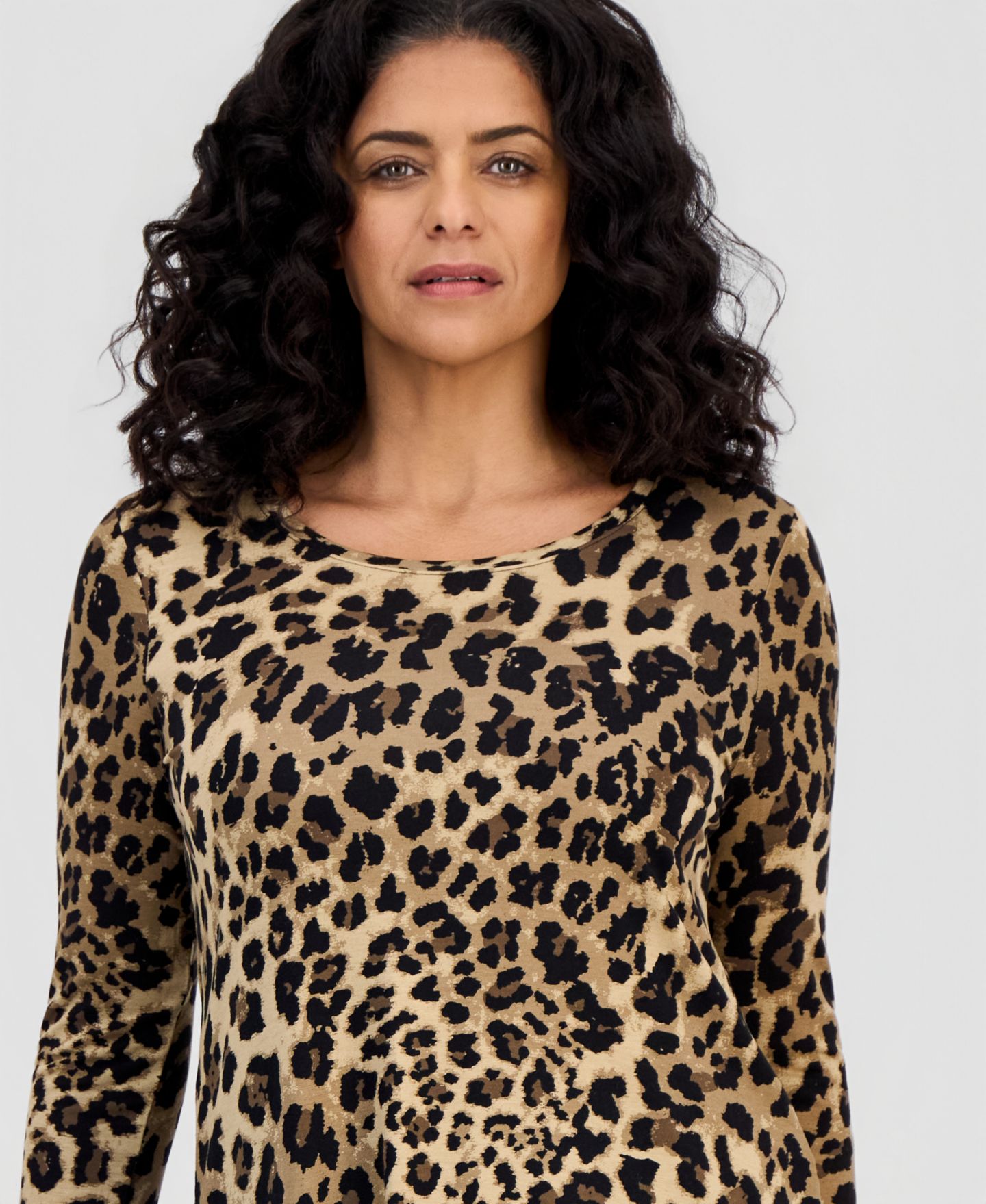 Женский топ JM Collection Printed Scoop-Neck 3/4-Sleeve Top, цвет: Cheetah Zoo — фото 3