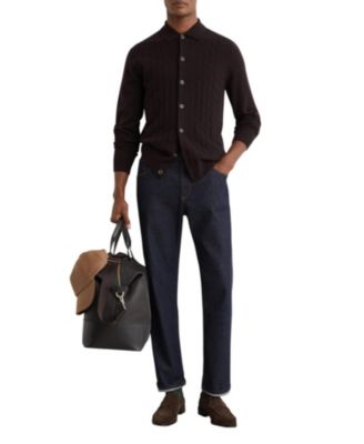 Men's Wool Stitch-Detail Button Sweater