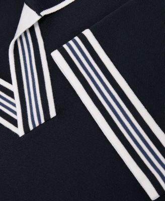 Men's Tipped Open-Collar Knitted Polo Shirt