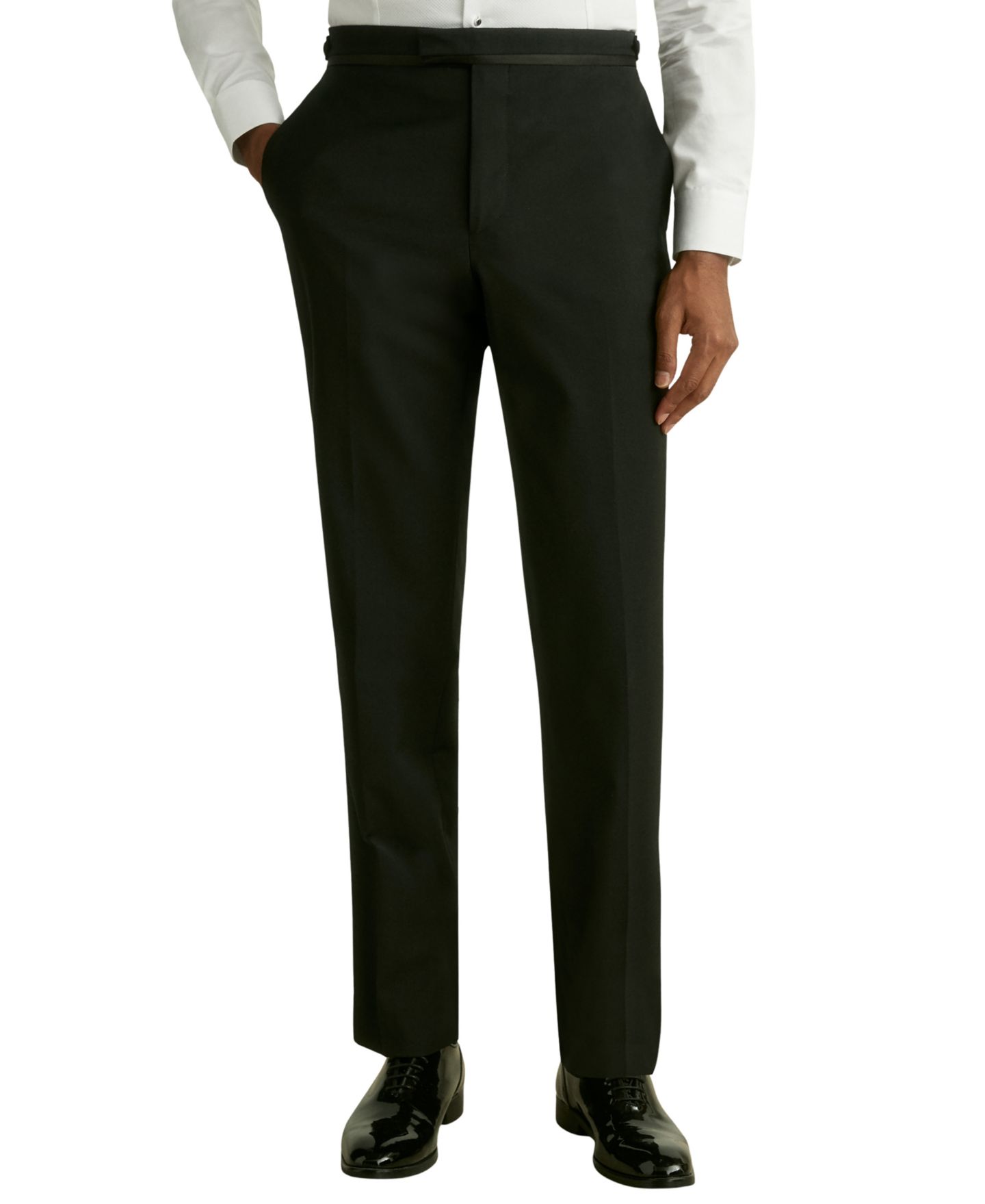 Мужские брюки REISS Poker Tailored-Fit Wool-Blend Tuxedo, цвет: Чёрный — фото 1