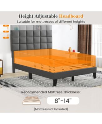 Modern Linen Bed Frame with Adjustable Headboard