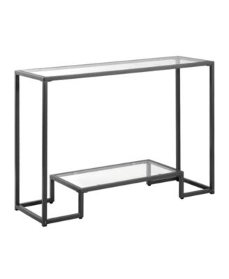 2 Tier Glass Console Table with Metal Frame for Entryway