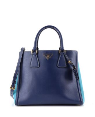 Small Bicolor Lux Convertible Open Tote Saffiano Leather