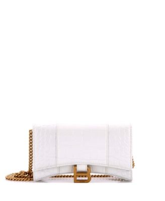 Hourglass Chain Wallet Embossed Leather