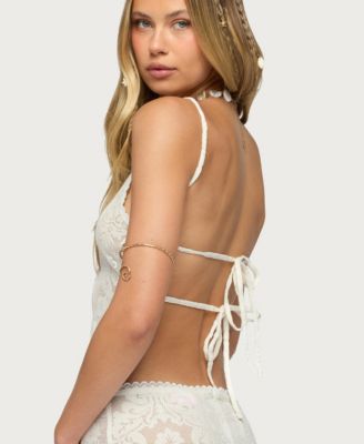 Women's Violette Sheer Lace Tie Back Top
